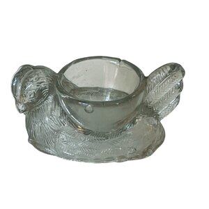 Vintage Hen on a Nest Chicken Egg Cup Clear Pressed Glass 3.75 x 2.75